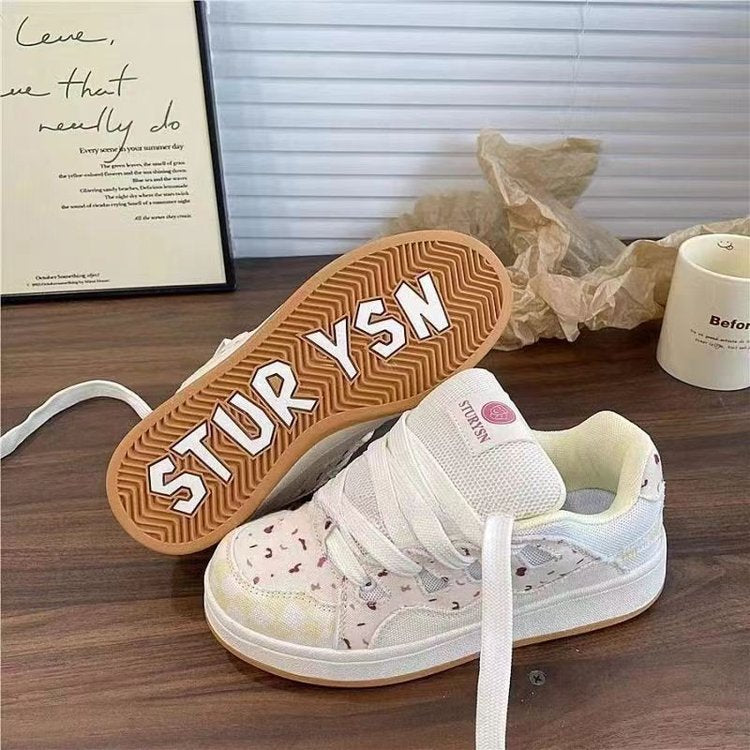 Damen Sneaker Sportlich Atmungsaktiv mit Blumenmotiv