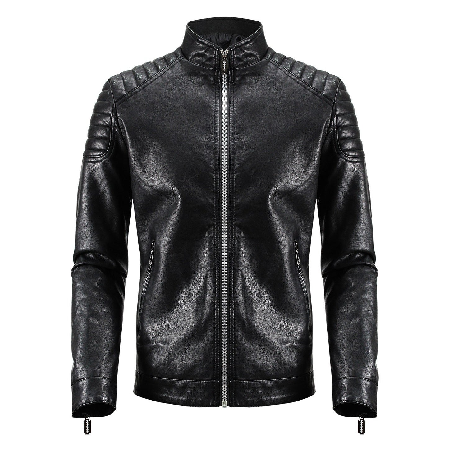 Herren Lederjacke Modern Racing Style Schulterpolster - BerlinGlamour