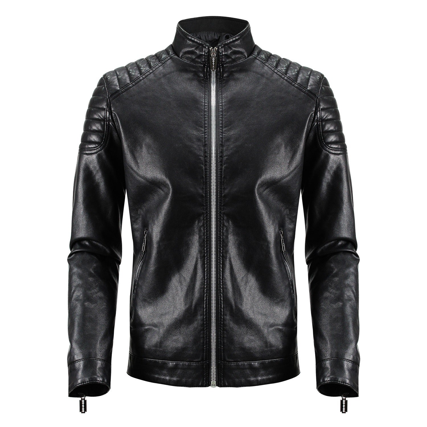 Herren Lederjacke Modern Racing Style Schulterpolster - BerlinGlamour