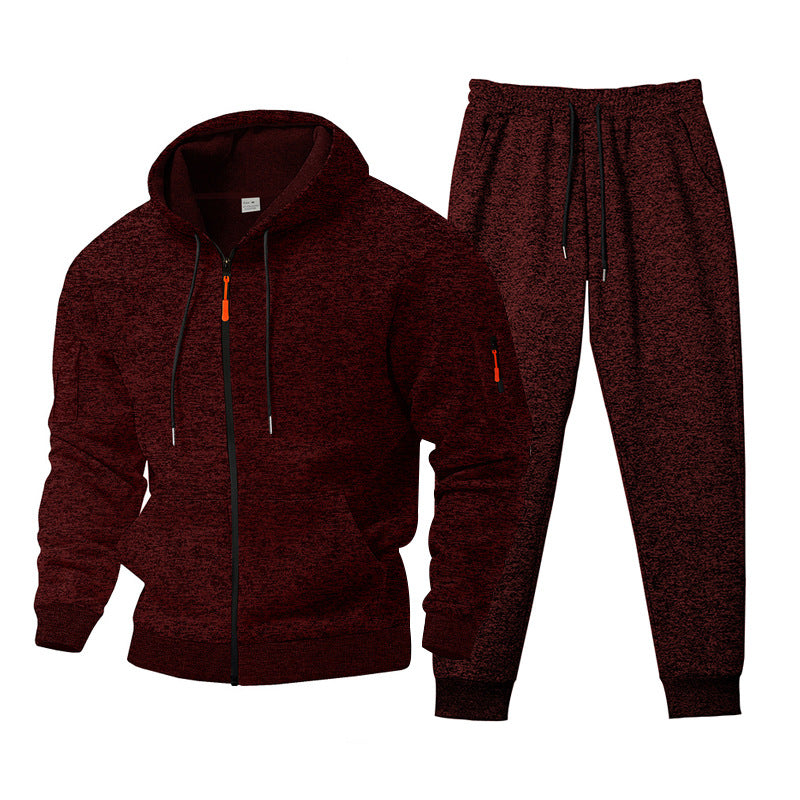 Herren Sportanzug Hoodie Jogger Set Reißverschluss Taschen