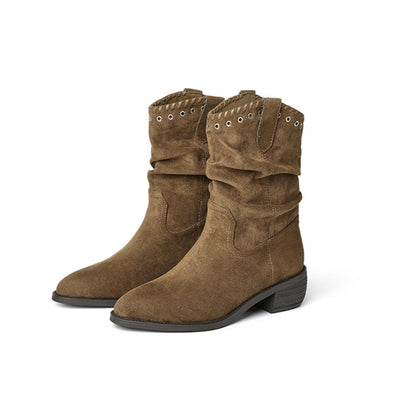 Damen Stiefeletten Antik-Look Nieten Flexibel