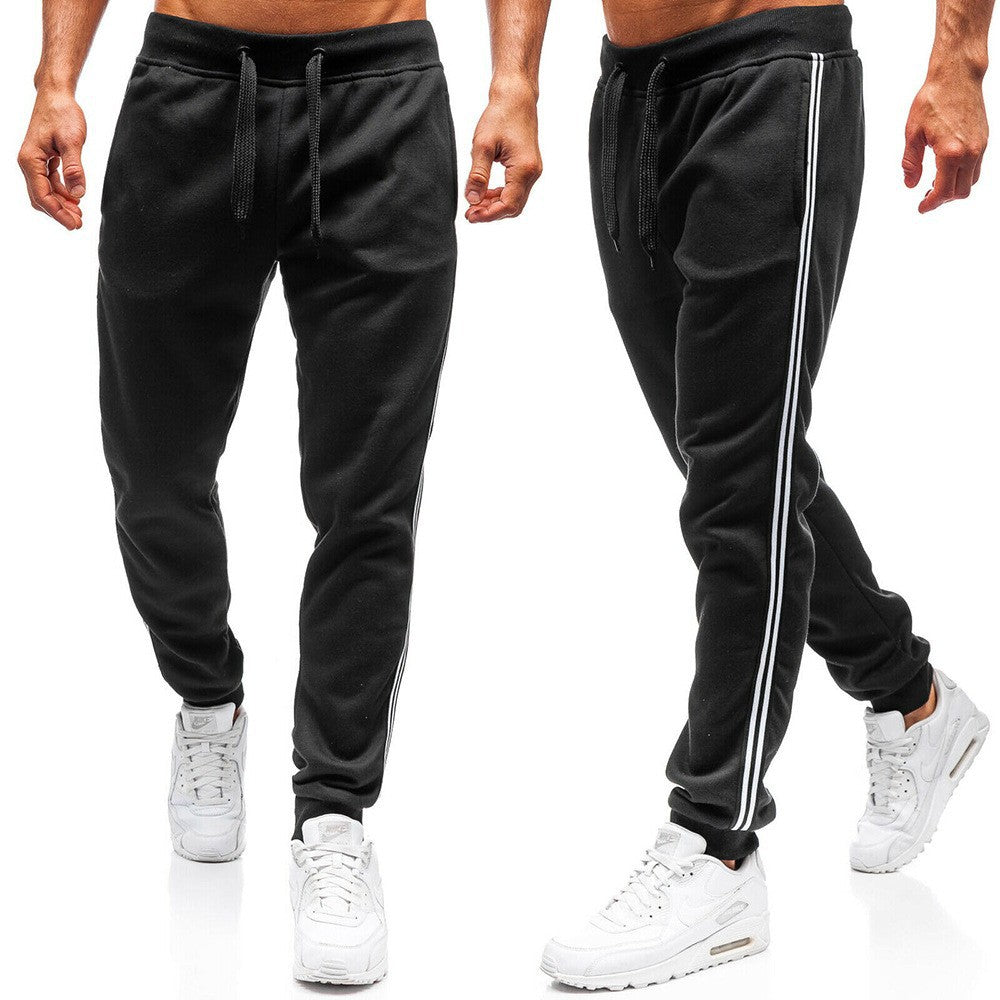 Herren Sportpants mit Streifen Schwarz Bequem