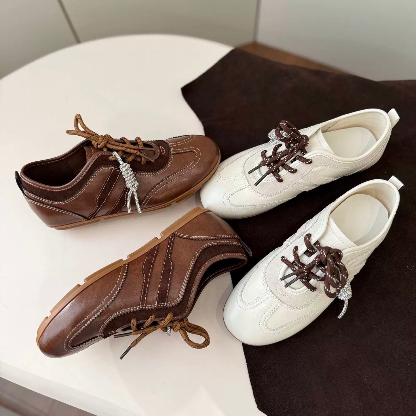 Damen Sport Schuhe Leder Freizeit Schuhe Schnürsenkel - BerlinGlamour
