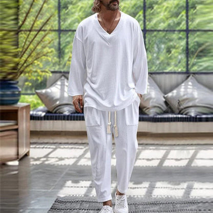 Herren Sommer-Loungewear-Set elastisch V-Ausschnitt Bequem - BerlinGlamour