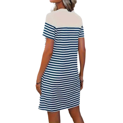Damenkleid Streifenmuster Herz Applikation Sommerkleid Modern