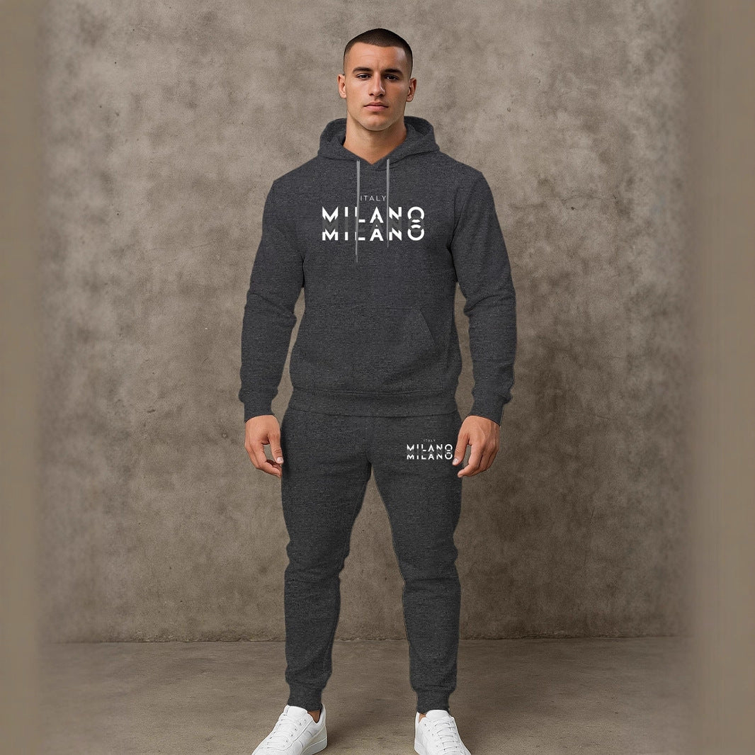 Herren Jogginganzug Sportlich Hoodie Set Grau