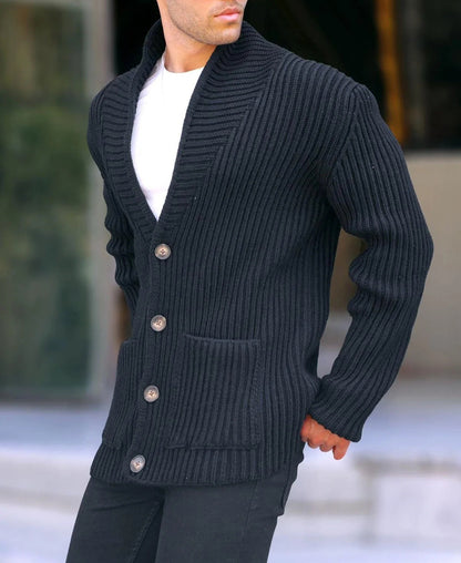 Herren Cardigan Grobgestrickt Breites Rippenmuster Praktisch