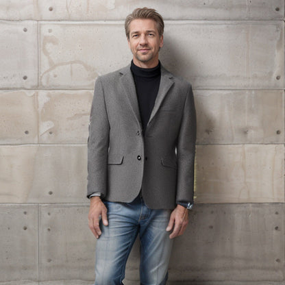 Herren Wollblazer Klassisch Elegant Schwarzer Anzug Blazers - BerlinGlamour