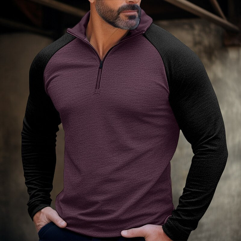 Herren Sportpullover Langarm mit Reißverschluss Ergonomisch