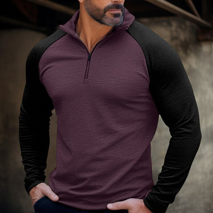 Herren Sportpullover Langarm mit Reißverschluss Ergonomisch