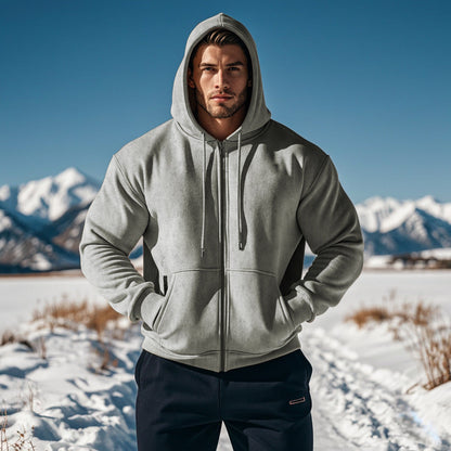 Herren Kapuzenpullover Mischgewebe Reißverschluss Sportlich Modern - BerlinGlamour