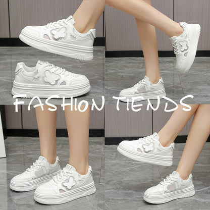Damen Sneaker mit Blumenapplikationen und weicher Sohle