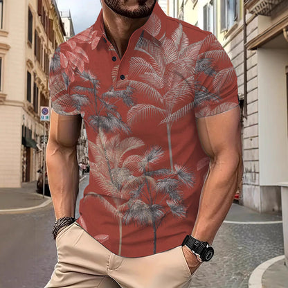 Herren Poloshirt Tropisch Palmendruck Sommer - BerlinGlamour