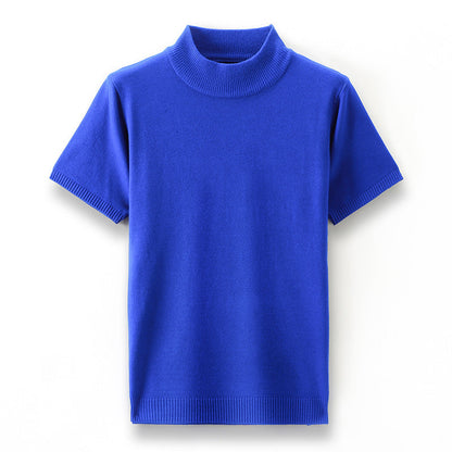 Herren Pullover Kurzarm Elegantes Design Hochgeschlossener Kragen