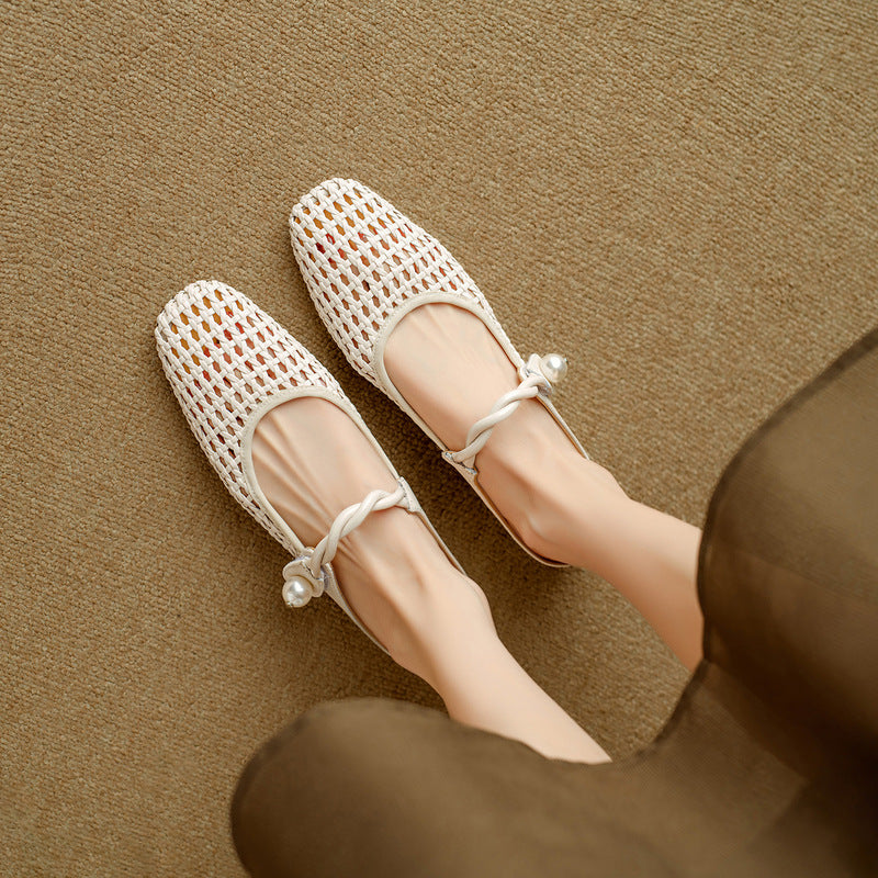 Ballerinas Damen Schuhe Netzdesign Elegantes Riemchen