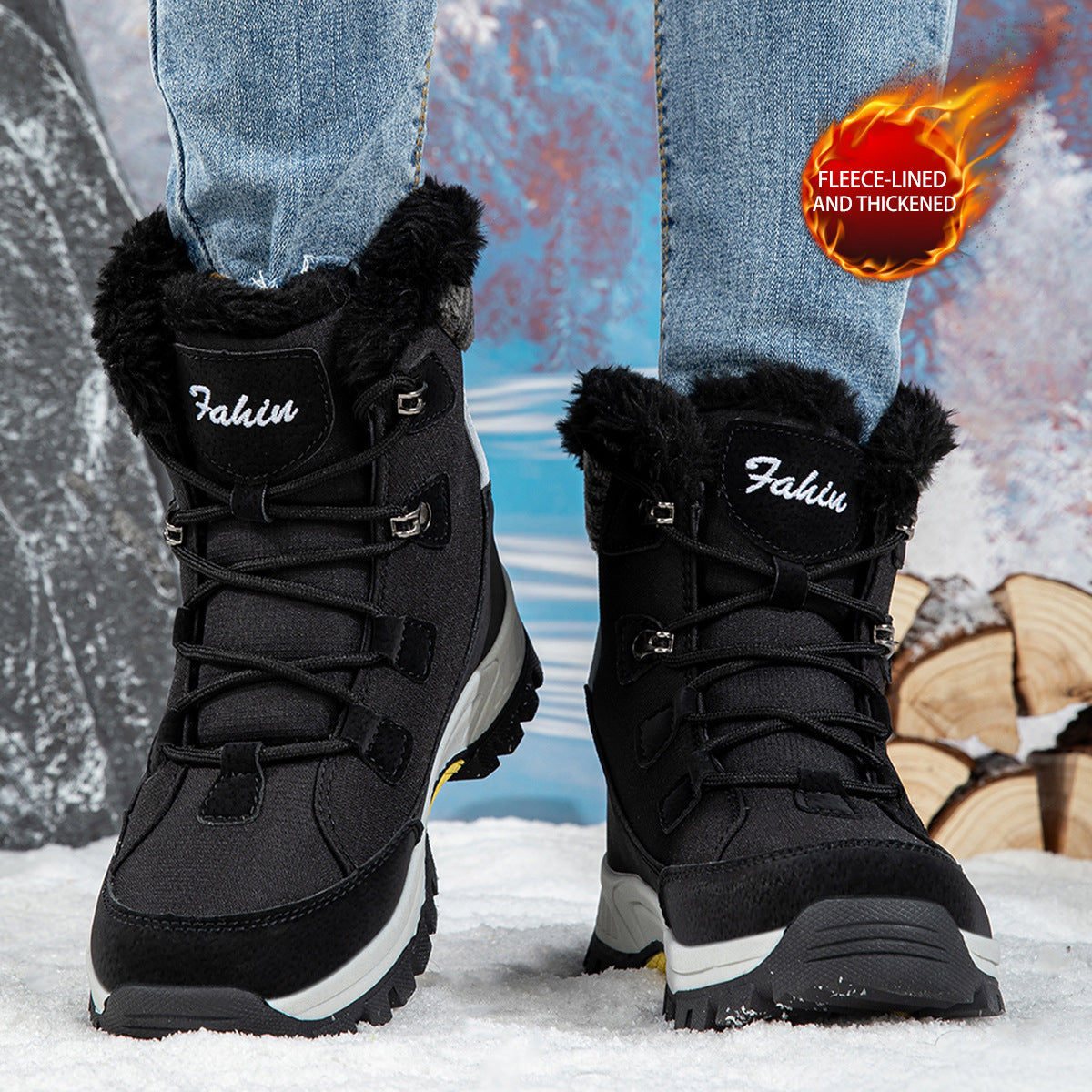 Damen Winterstiefel Fleecegefüttert Warm Schnittig