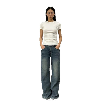 Damen Jeans Weit Bequem Entspannt