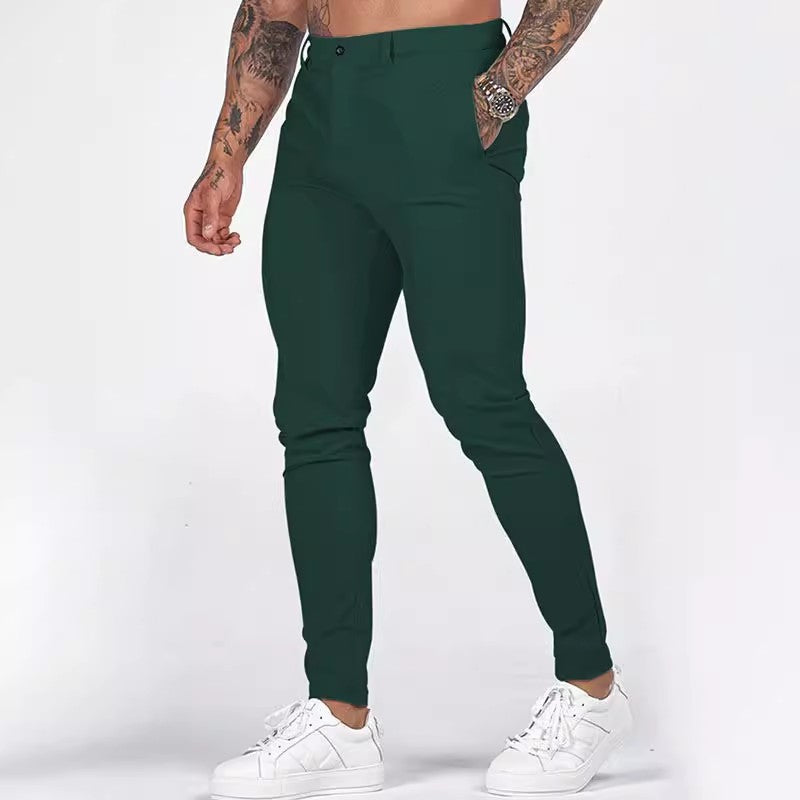 Herren Slim-Fit Chino Hose Elastisch Mit Taschen