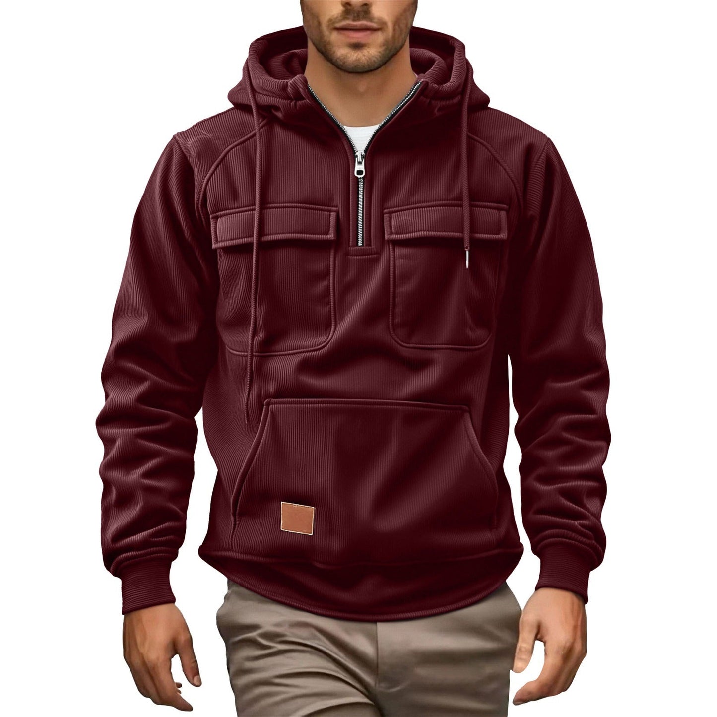 Herren Fleece Hoodie Warm mit Taschen Modern