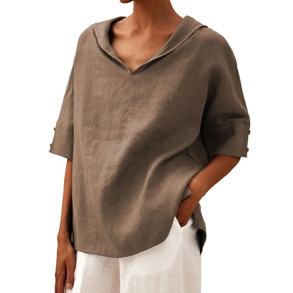 Damen Bluse Modern mit Blumenmuster und V-Ausschnitt