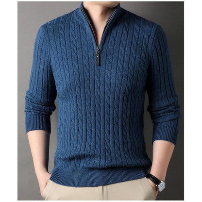 Herren Strickpullover Kabelmuster Elegant Langarm