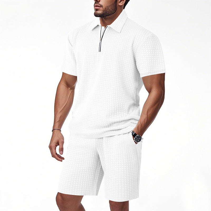 Herren Sportset Kurzarm T-Shirt und Shorts Modern Reißverschluss