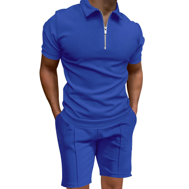 Herren Polo-Shorts-Set Modern mit elastischem Bund und Reißverschluss