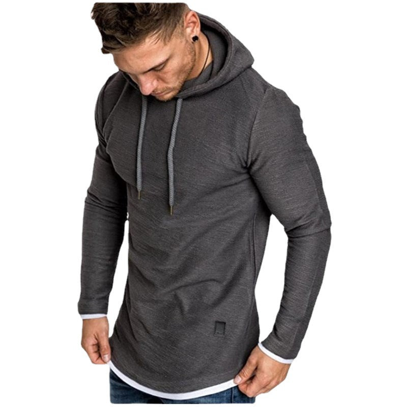Herren Longline Kapuzenshirt Asymmetrisch Modern Schwarz