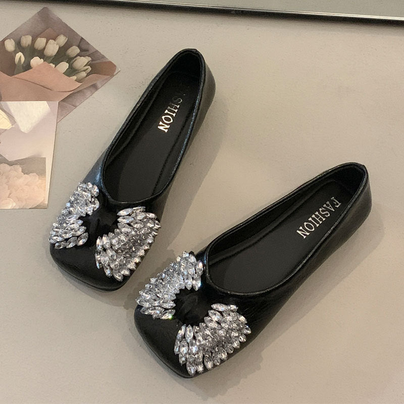 Damen Ballerinas Elegant mit Strasssteinen Glitzer