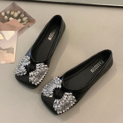 Damen Ballerinas Elegant mit Strasssteinen Glitzer