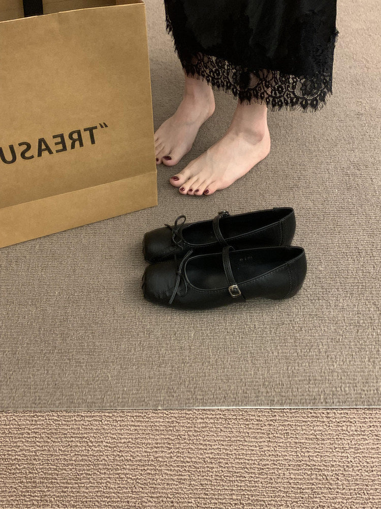 Damen Ballerinas Bequem Schleife Weiss Komfort