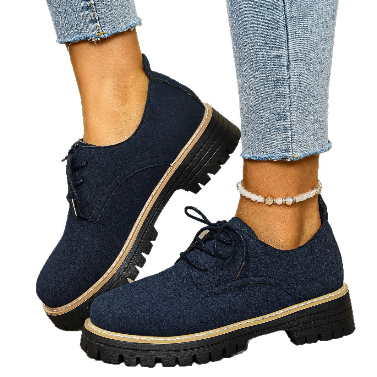 Damen Schnürschuhe Robust Profil Modisch