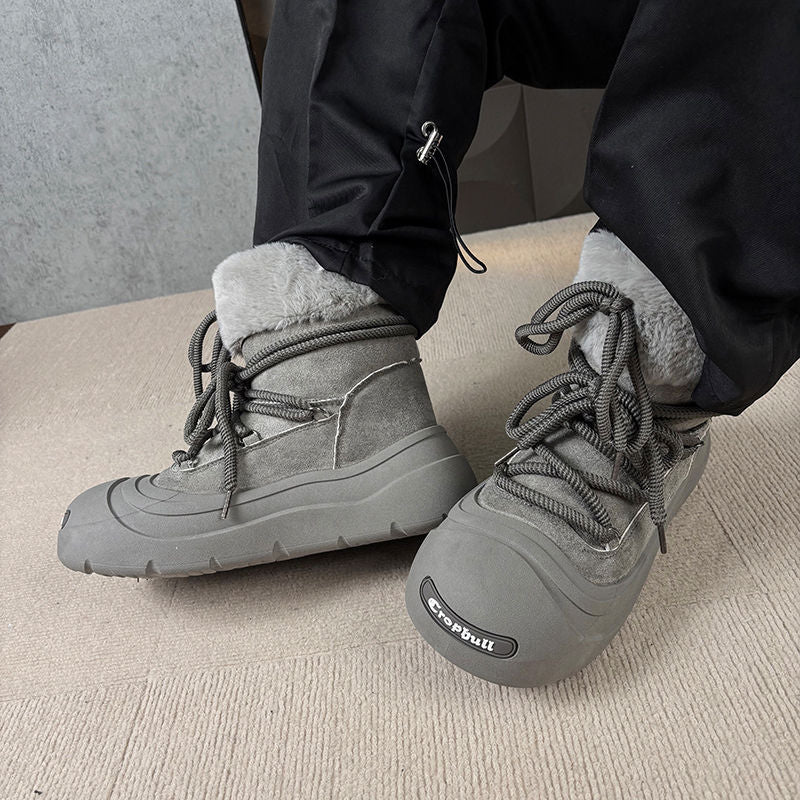 Damen Winterstiefel Gefüttert Warm mit Robustem Profil und Kuscheligem Fellkragen