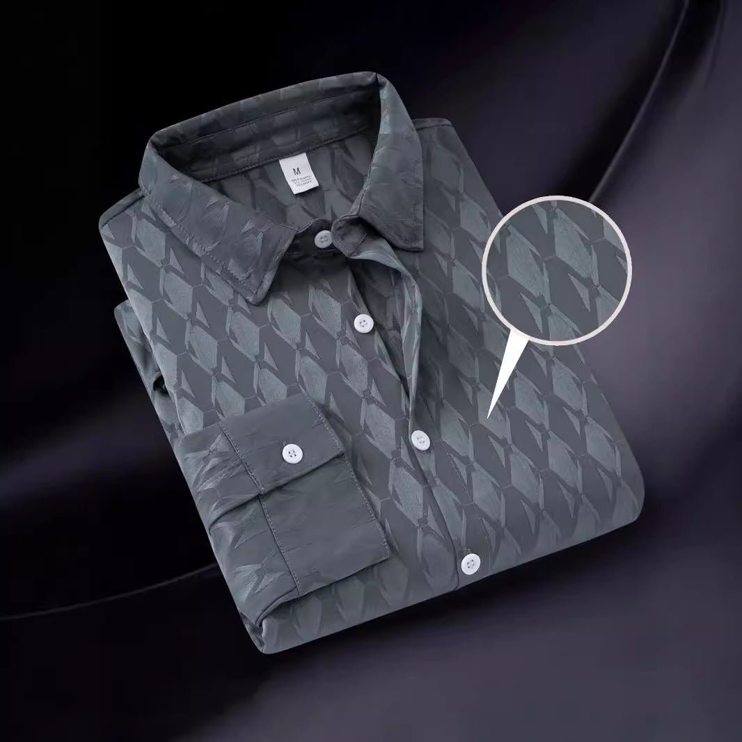 Herren Hemd Modern mit Struktur Muster Hochwertig Elegant