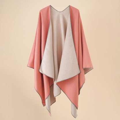 Damen Poncho Weich Wollmix Elegant Schwarz