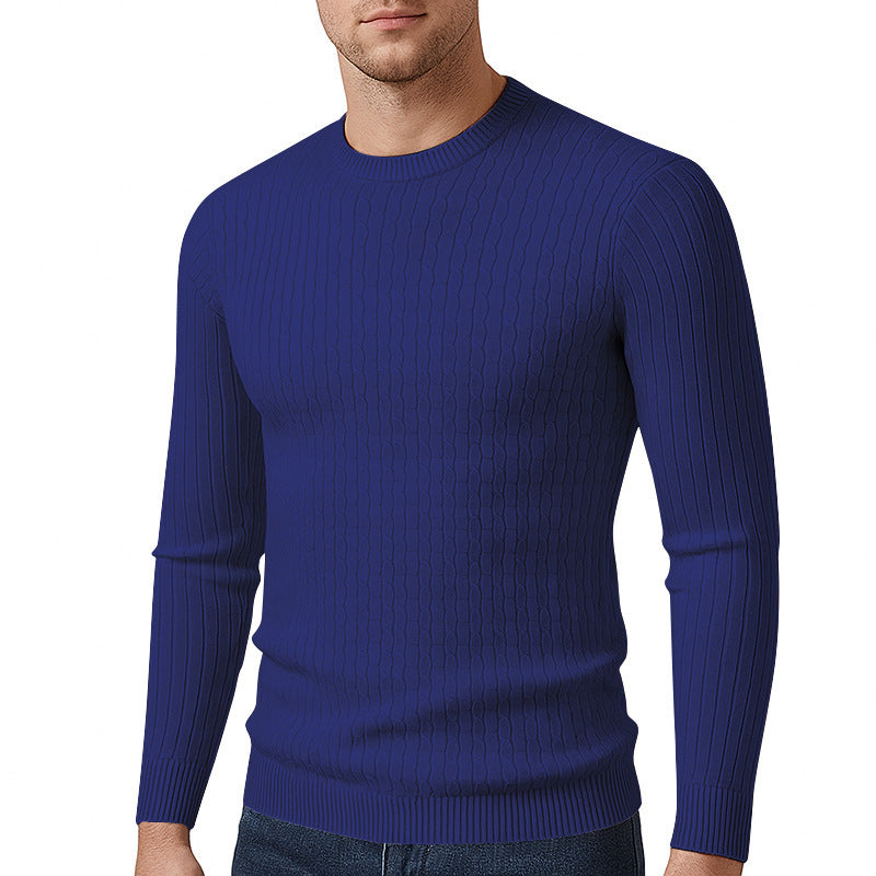 Herren Pullover Feinstrick Strukturiert Zopfmuster Elegант