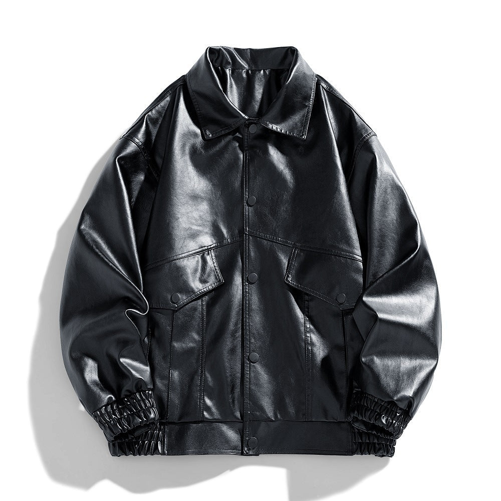 Herren Lederjacke Modern Utility Style mit Taschen