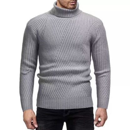 Herren Rollkragenpullover Gerippt Strukturiert Elegent