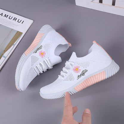 Damen Sneaker Blumenmuster Elastisch Trendy