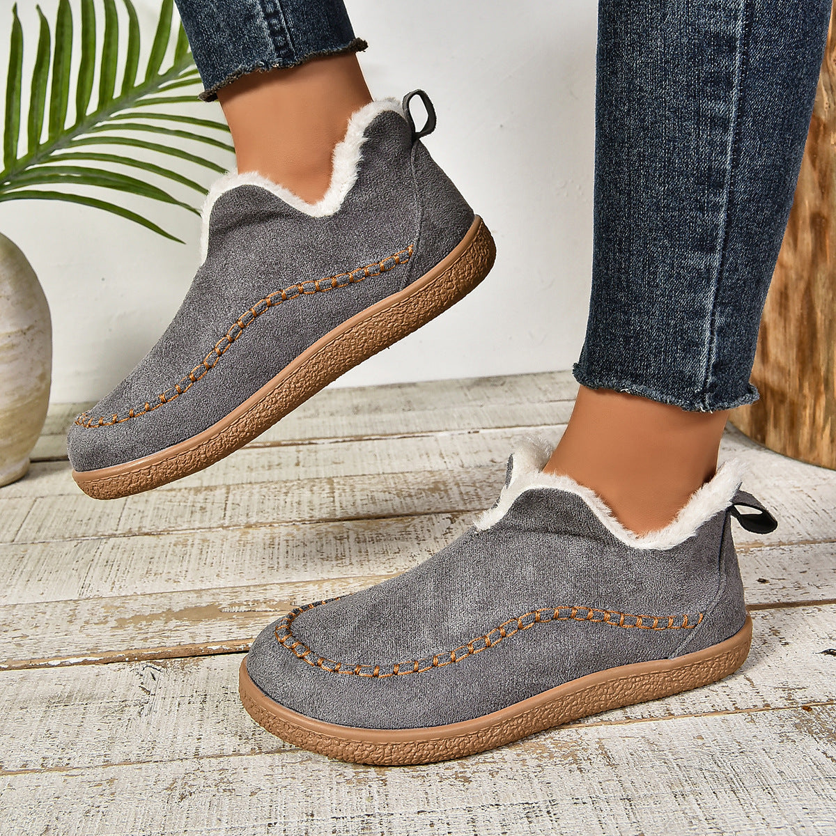 Damen Slipper Warm Fleece Rutschfest Winter