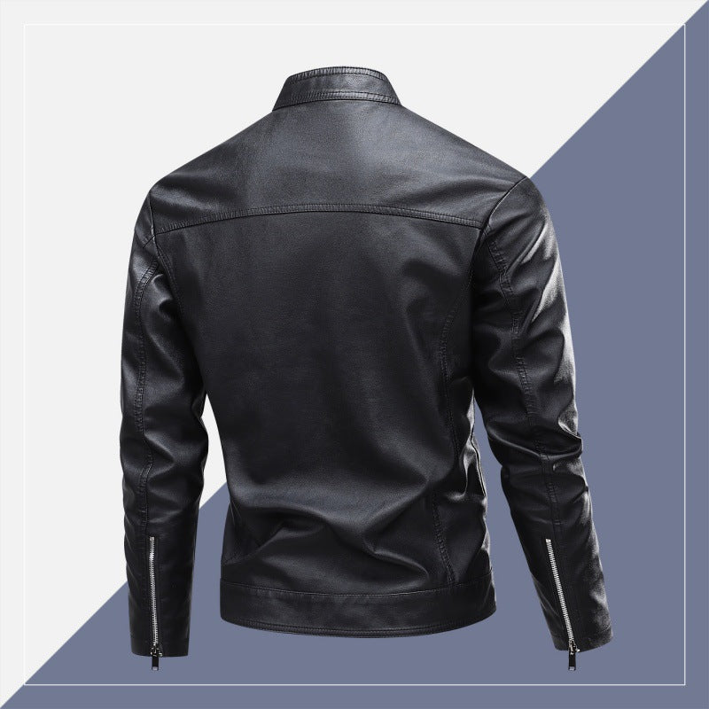 Herren Lederjacke Modern Schnitt Schwarz