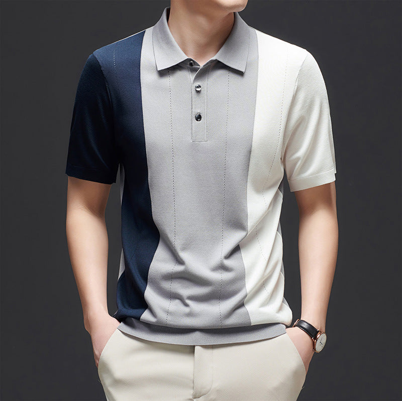 Herren Poloshirt Farbblock Design Modern Sportlich