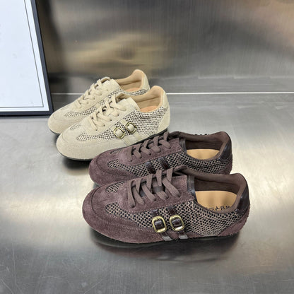 Damen Sneaker Sportlich Elegant Geflecht Schnalle