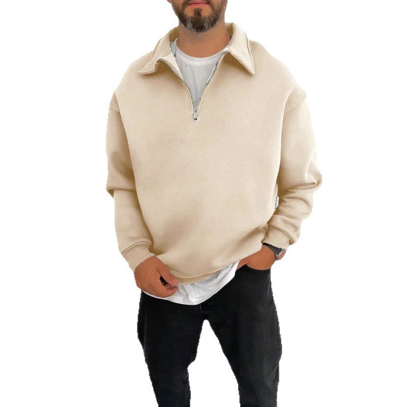 Herren Pullover Stehkragen Reißverschluss Lässig Modern