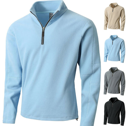 Herren Fleece Pullover Lang Reißverschluss Stehkragen Warm - BerlinGlamour
