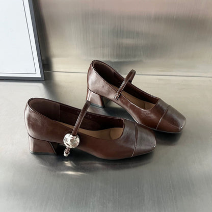 Damen Pumps mit Riemen und Blockabsatz Elegant Bequem