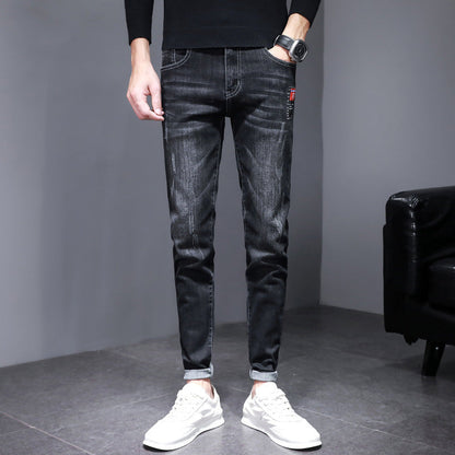 Herren Jeans Slim Fit Modern Waschdesign Schwarz