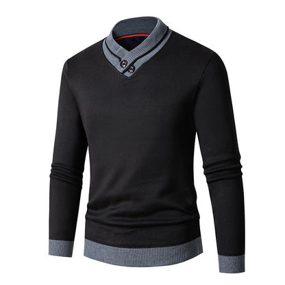 Herren Pullover Asymmetrisch Knopf Modisch Elegant