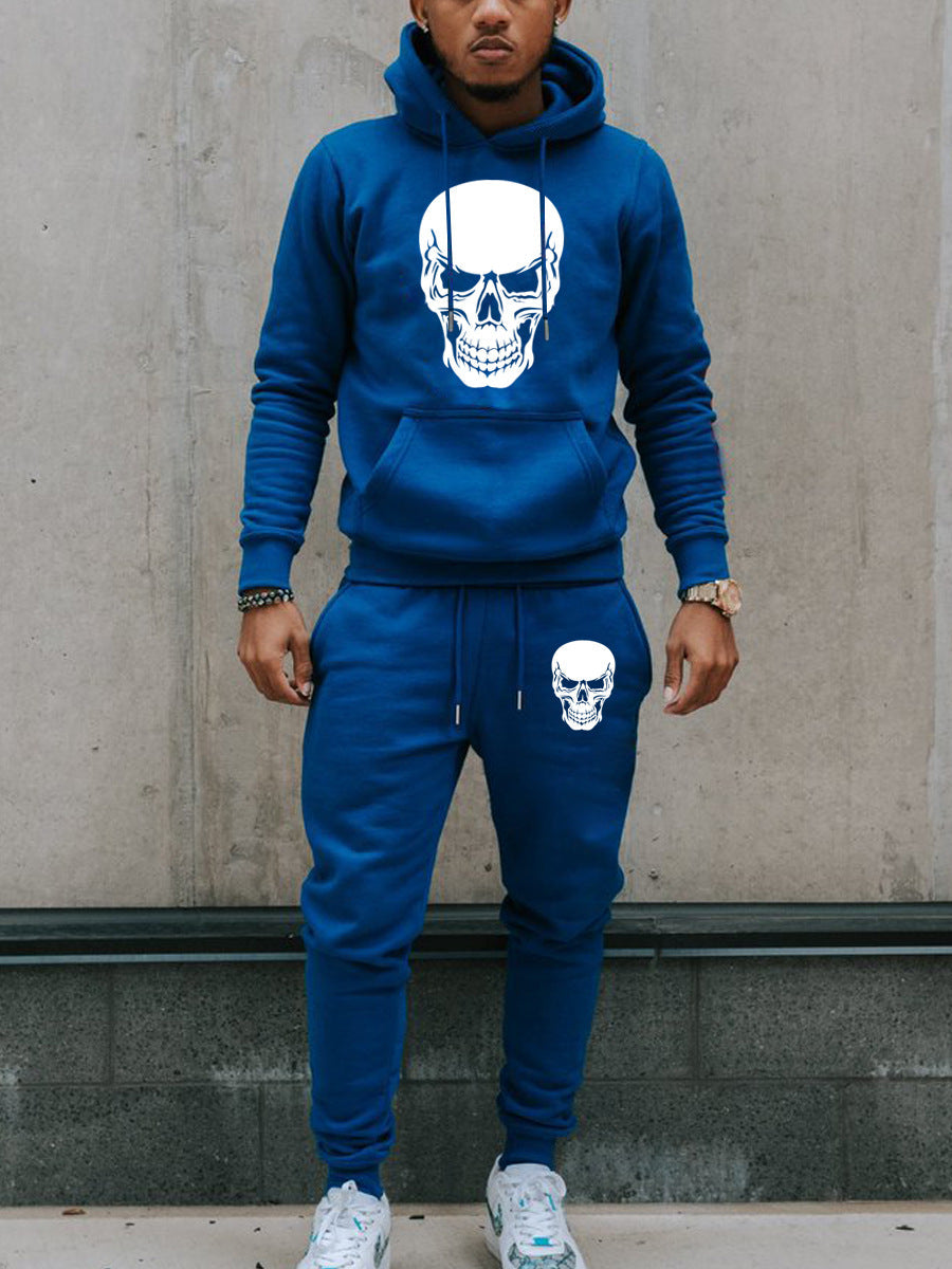Herren Hoodie Set mit Totenkopf Design Schwarz Streetwear - BerlinGlamour