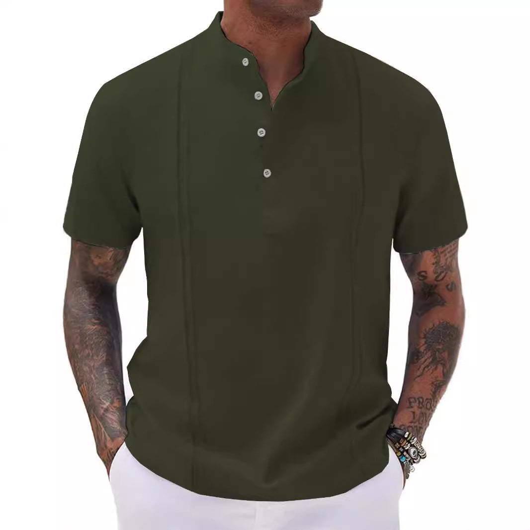 Herren Kurzarm-Shirt Baumwolle Modern Knöpfe - BerlinGlamour